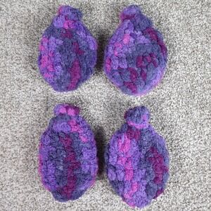 Set of 4 Reusable Crochet Water Balloons Purple Pink Chenille Eco Friendly Toy